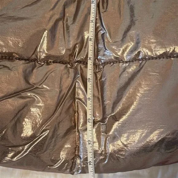 Old Navy Women's Bronze Puffer Tote Bag Large with Black Straps - Picture 5 of 5